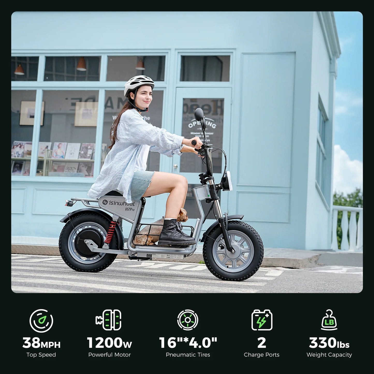 isinwheel H7 Pro Commuter Electric Scooter with Seat
