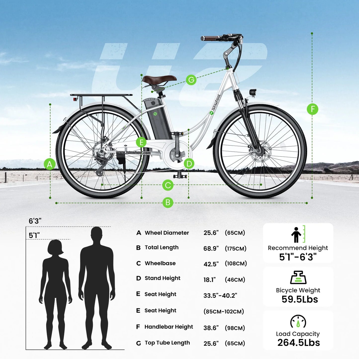 iSinwheel U2 City Commuter Electric Bike